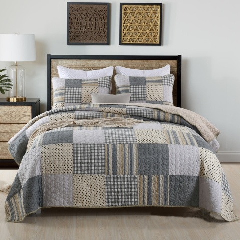 Printed Cotton Bed Quilts Set Cozy Lightweight