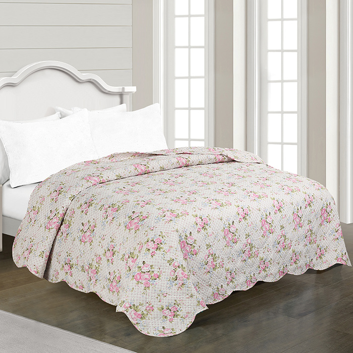 Printed Bed Quilts Set with Shams and Decorative Pillow