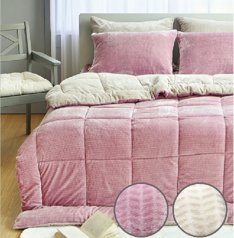 Velvet Quilted Comforter Solid Color and Printed Bedding